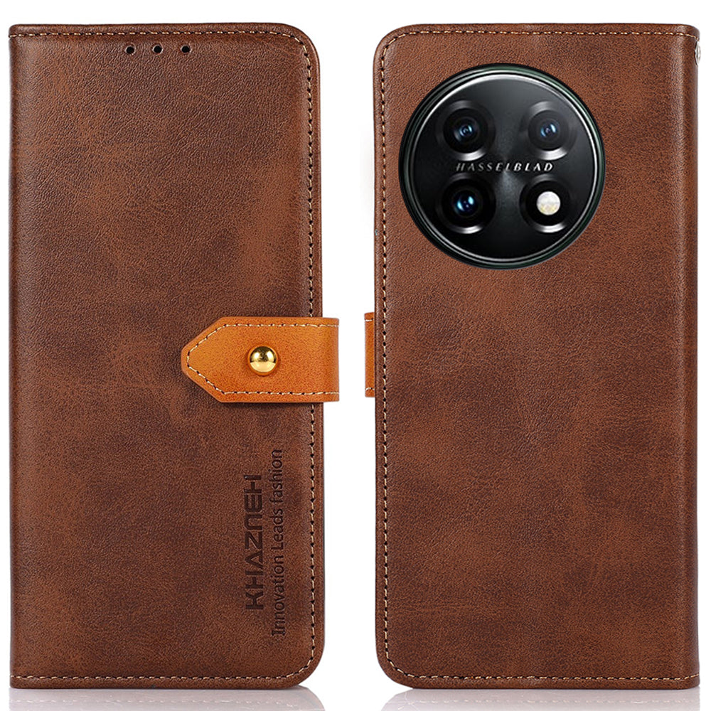 KHAZNEH For OnePlus 11 5G Cowhide Texture PU Leather Phone Case Gold Buckle Stand Wallet Flip Protective Cover KHAZNEH For OnePlus 11 5G Cowhide Texture PU Leather Phone Case Gold Buckle Stand Wallet Flip Protective Cover